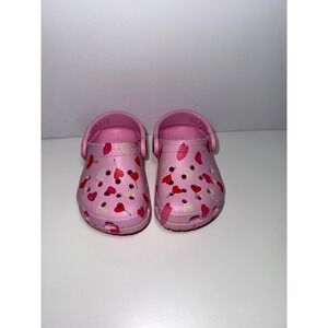 Crocs Toddler Classic Clog Pink Heart Lollipop Print‎ Shoes Size C5